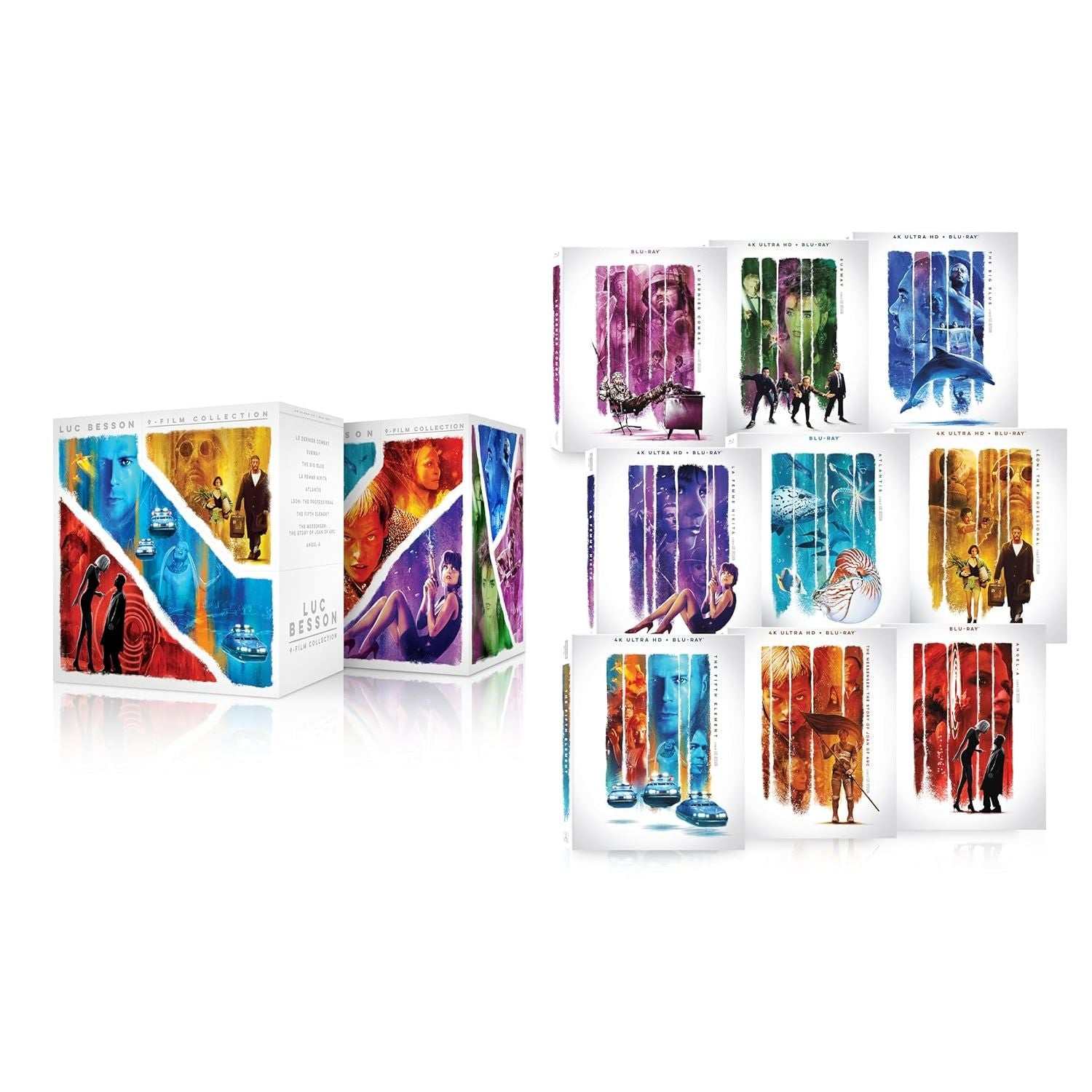 Luc Besson Collection limited edition 4K UHD and Blu-Ray box set with nine films in colorful illustrated packaging