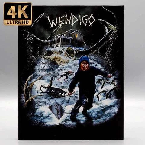 Vinegar Syndrome Wendigo 4K UHD Blu-Ray slipcase cover with snowy horror artwork