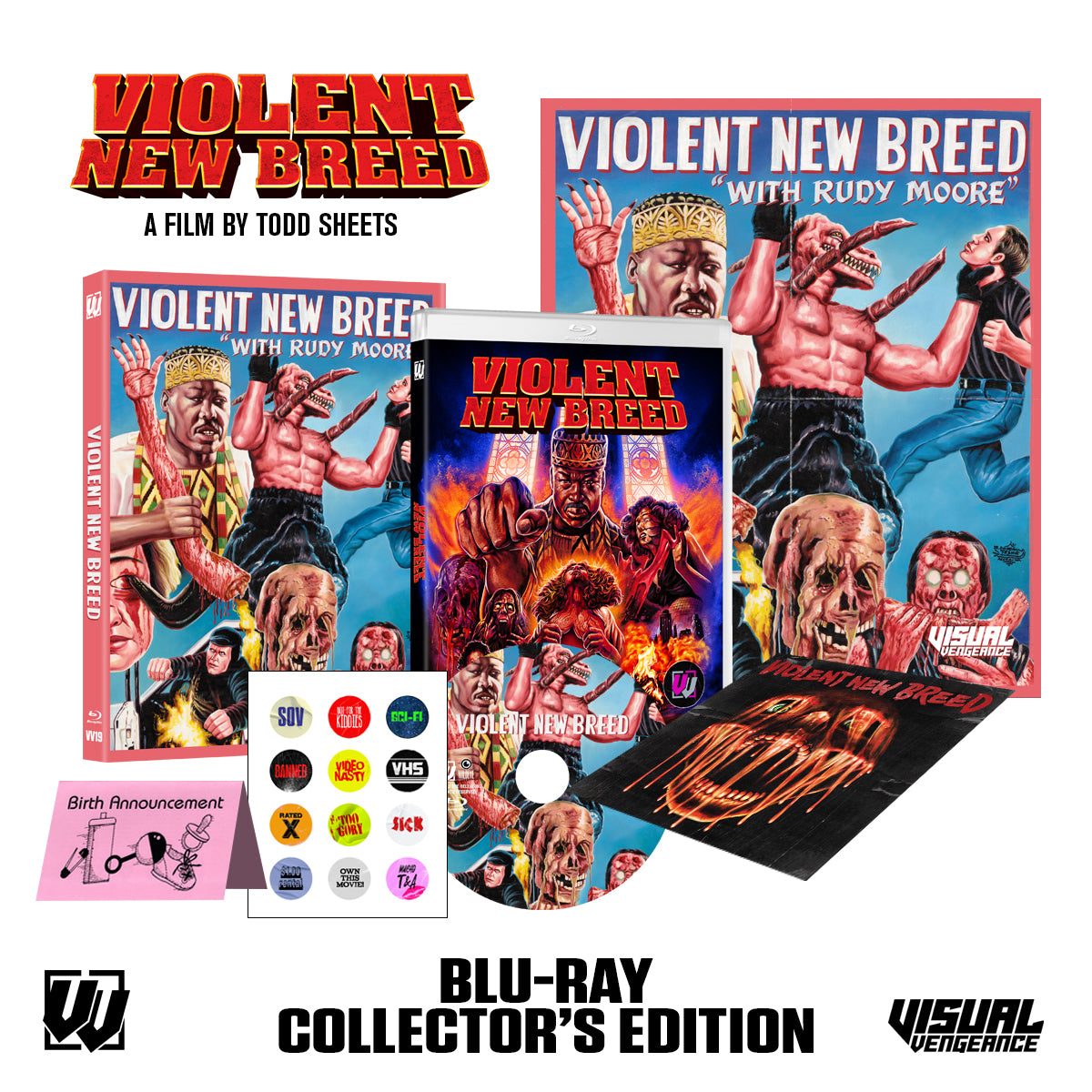 Violent New Breed collector's edition Blu-Ray with slipcover, booklet, mini-poster, and bonus extras by Visual Vengeance