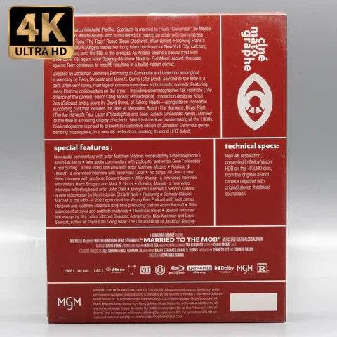 Married to the Mob 4K UHD and Blu-Ray limited edition mediabook with special features and new audio commentaries