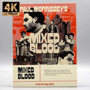 Cinématographe Mixed Blood 4K UHD and Blu-ray slipcover edition with urban crime movie cover art and Paul Morrissey branding
