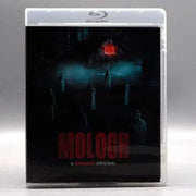 Shudder - Moloch Blu-Ray with limited edition slipcover showing dark horror movie cover with figures and red glowing window