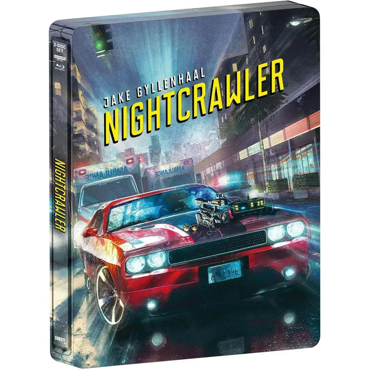 Nightcrawler Steelbook 4K UHD and Blu-Ray limited edition with Jake Gyllenhaal and car cover art