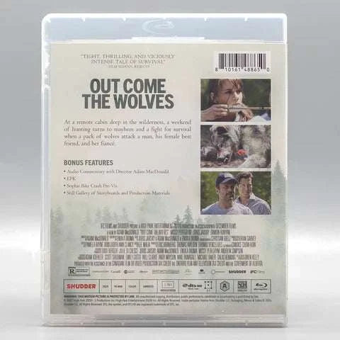 Out Come the Wolves Blu-Ray limited edition slipcover packaging for pre-order sale on Shudder