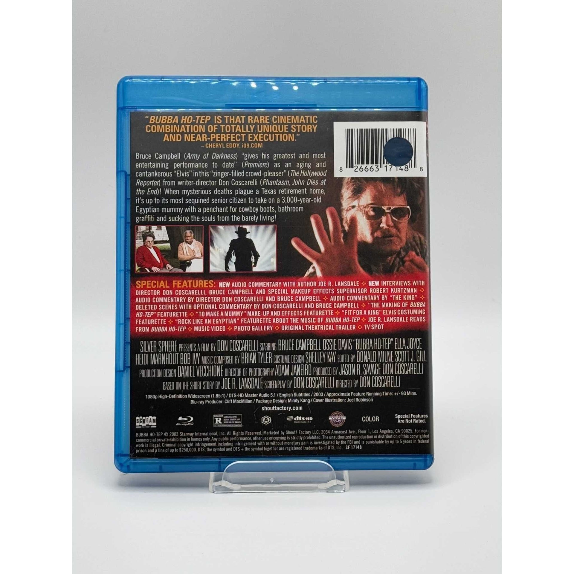 Bubba Ho-Tep Blu-Ray (USED) with Slipcover by Scream Factory, features Bruce Campbell, very good condition, includes special features and extras.