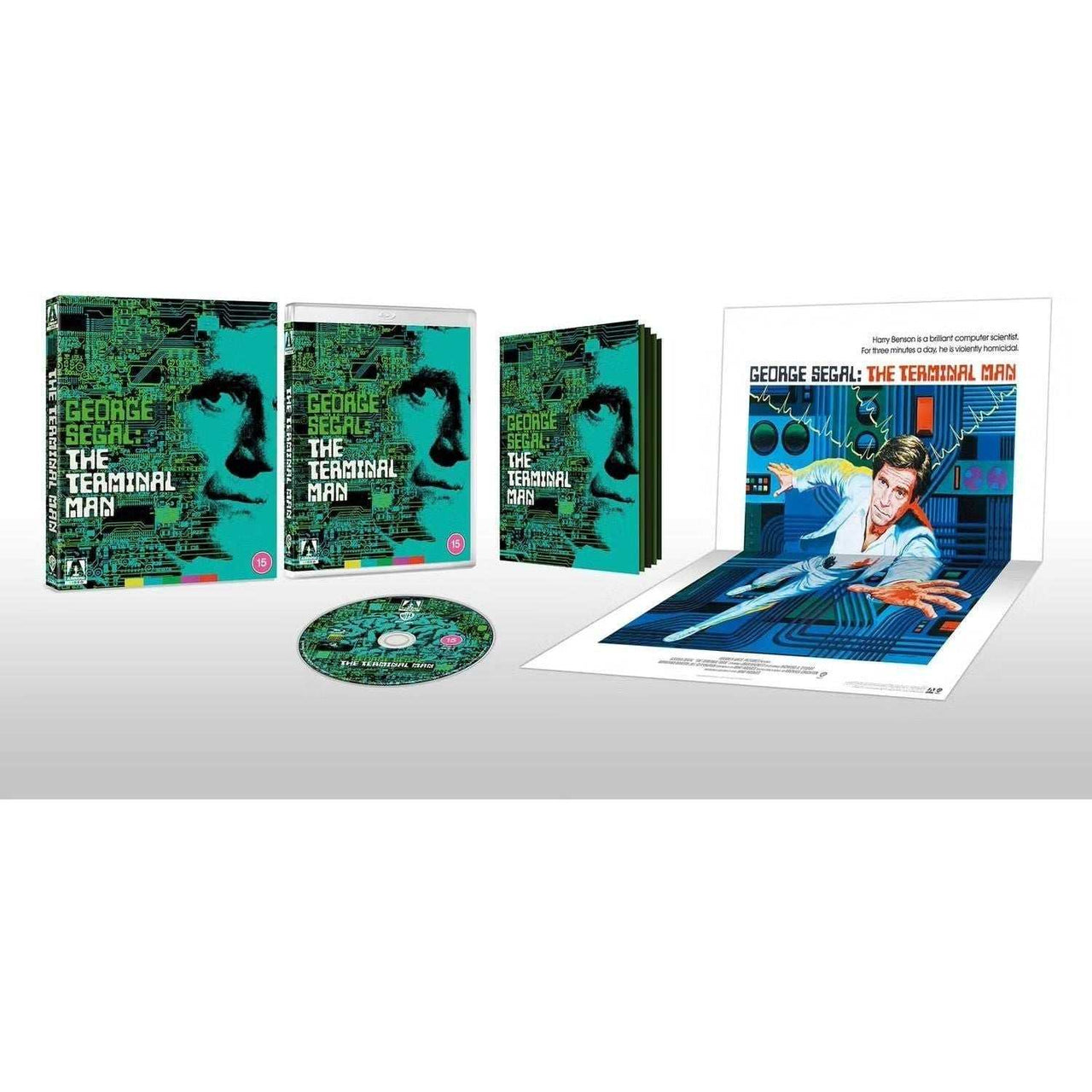 The Terminal Man Limited Edition Blu-ray with slipcover and extras, featuring artwork and collector's booklet.