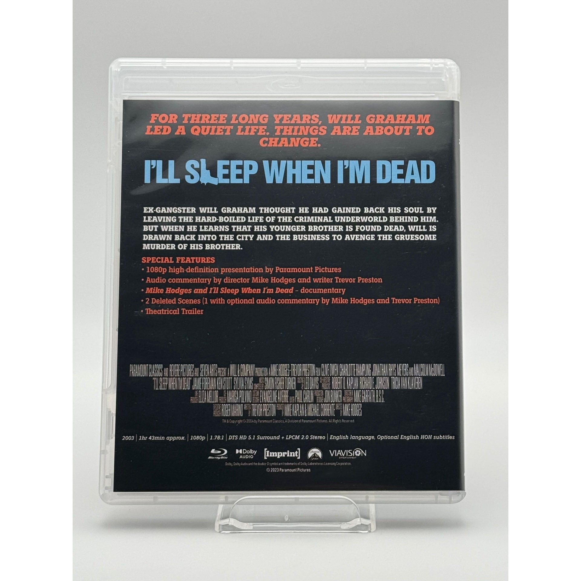 I'll Sleep When I'm Dead Blu-Ray Imprint Films with slipcover inside case back cover