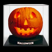 Limited edition Halloween I-V 4K UHD Blu-ray collection in a hand-painted Jack O’Lantern display case with flickering LED light