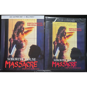 Sorority House Massacre 4K UHD Blu-Ray Collector's Edition with slipcover and title graphic.