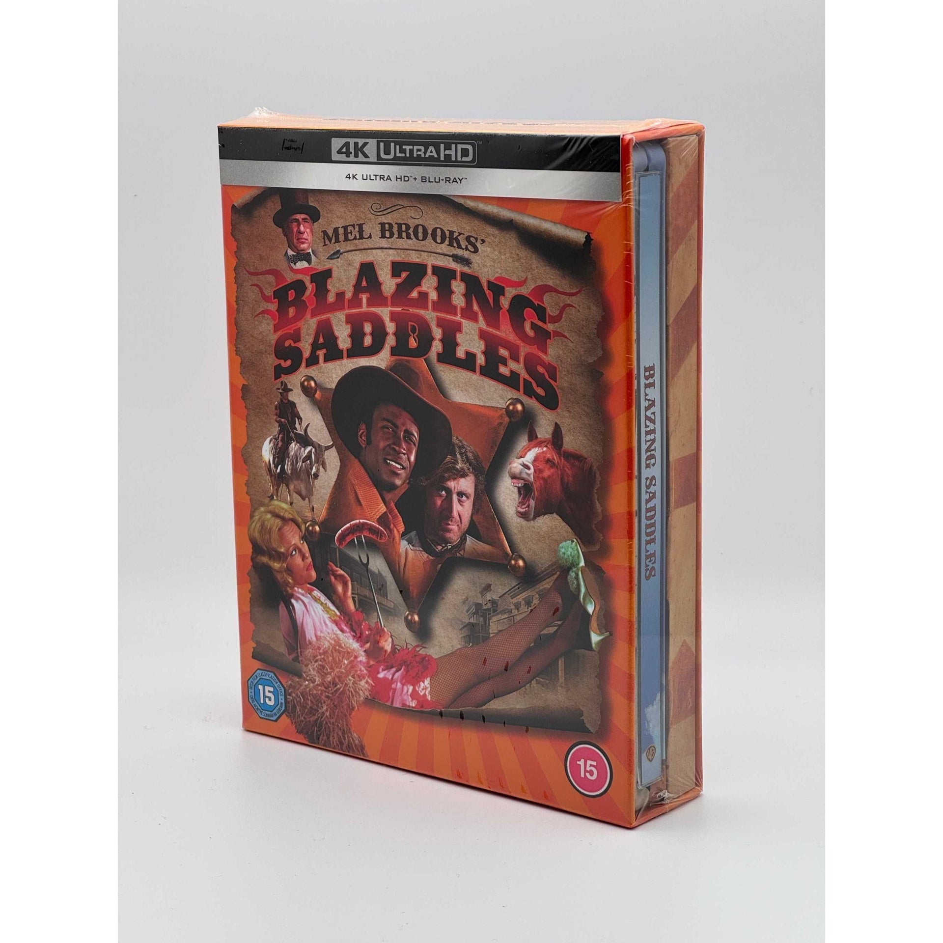 Blazing Saddles Limited Edition Steelbook Ultimate Collectors Edition 4K Ultra HD + Blu-Ray live picture front and right side