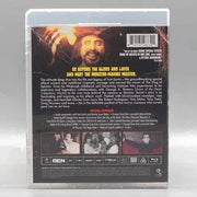 Blu-ray case back cover of Smoke and Mirrors: The Story of Tom Savini with special effects artist details, limited edition slipcover, and exclusive behind-the-scenes content.