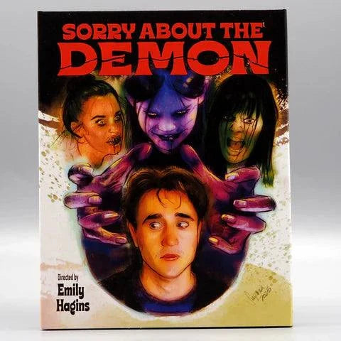 Shudder Sorry About the Demon Blu-Ray cover featuring illustrated characters and horror theme