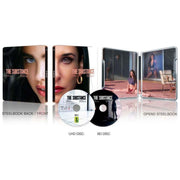 The Substance Steelbook Lenticular Fullslip Limited Edition featuring 4K UHD and Blu-Ray discs with stylish cover art and imagery.