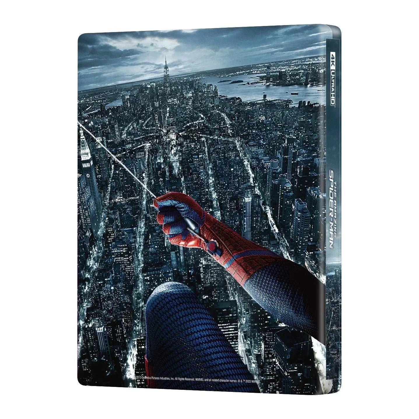 The Amazing Spider-Man double lenticular steelbook 4K UHD and Blu-Ray with cityscape and Spider-Man swinging view