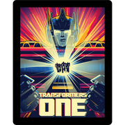 Transformers One 4K UHD limited edition steelbook cover with Optimus Prime illustration and vibrant colors