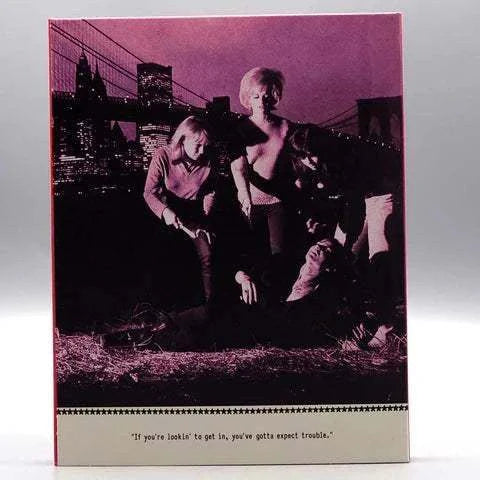 Teenage Gang Debs Blu-Ray cover featuring a gritty 1960s juvenile delinquent scene with Brooklyn skyline in background and tagline "If you're lookin' to get in, you've gotta expect trouble."