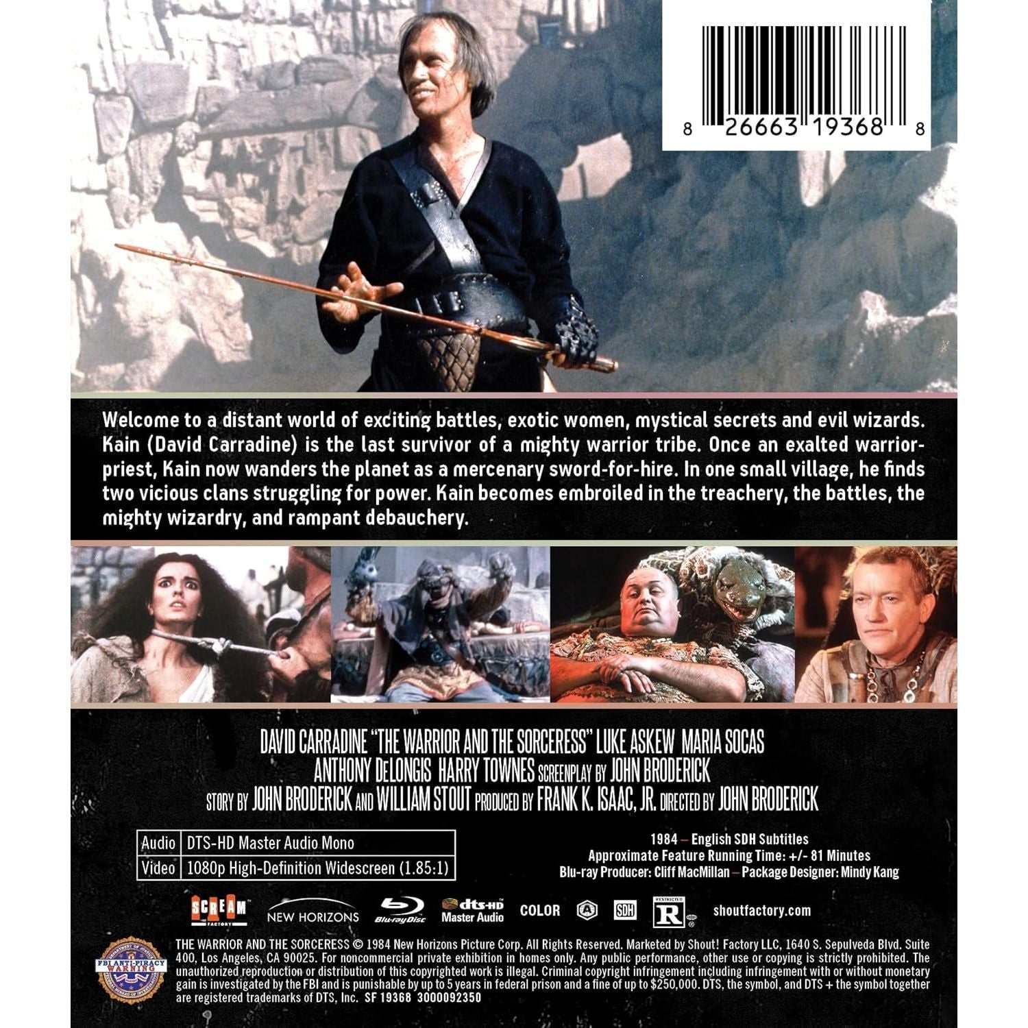 Blu-ray cover of The Warrior And The Sorceress pre-order by Shout! Factory