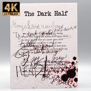 Vinegar Syndrome - The Dark Half 4K UHD + Blu-Ray with slipcase featuring blood-stained script cover.
