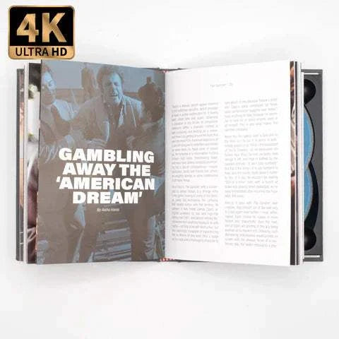 The Gambler 4K UHD limited edition mediabook open showing film article and disc tray
