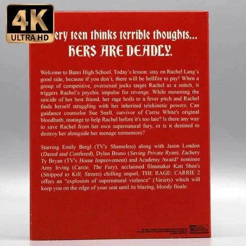 Vinegar Syndrome The Rage Carrie 2 4K UHD and Blu-Ray set with slipcover featuring restored late 90s supernatural horror film packaging