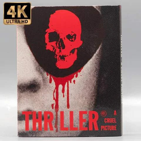 Vinegar Syndrome Thriller A Cruel Picture 4K UHD Blu-ray limited edition slipcover with red skull artwork