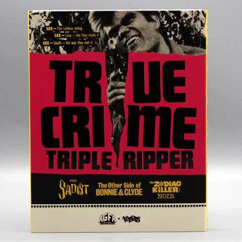 True Crime Tripple Ripper Blu-Ray with limited edition slipcover featuring The Sadist, The Other Side of Bonnie & Clyde, and The Zodiac Killer Noir.