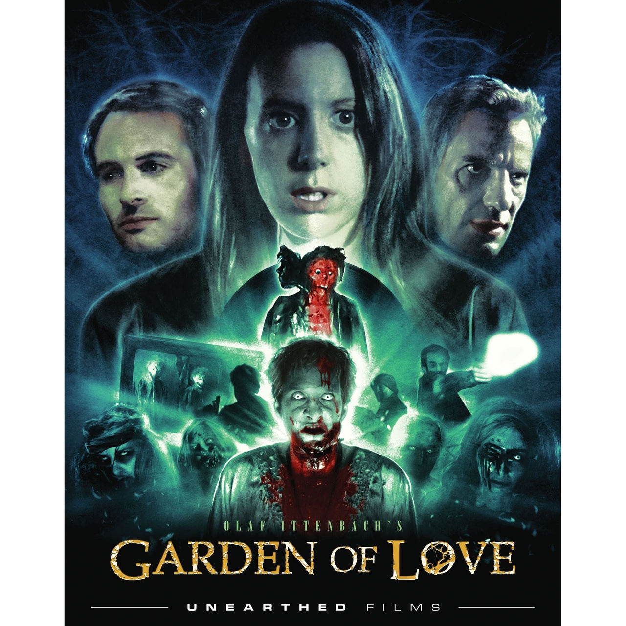 Garden Of Love Blu-Ray cover featuring eerie characters and horror imagery for limited edition pre-order