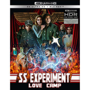 Cover art of SS Experiment Love Camp Limited Edition 4K Ultra HD and Blu-ray with soldiers and electrified prisoners surrounded by flames