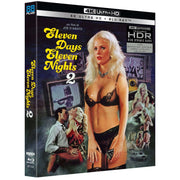 Eleven Days Eleven Nights 2 limited edition 4K UHD and Blu-ray cover featuring a blonde woman in black lingerie with retro erotic film scenes in the background