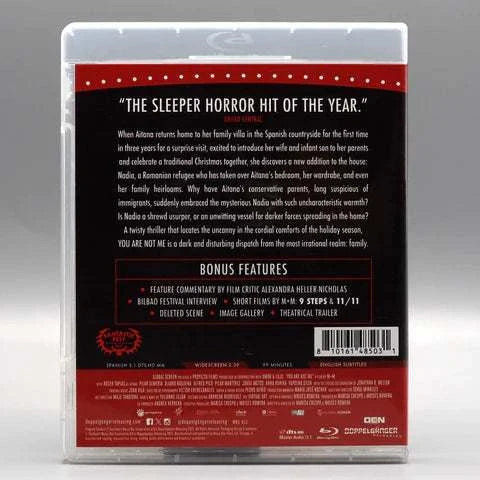 Music Box Selects You Are Not Me Blu-Ray with limited edition slipcover back cover with movie description and bonus features text