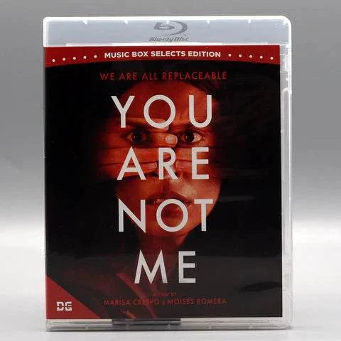 Music Box Selects edition Blu-ray cover of "You Are Not Me" thriller film with dark red and black design