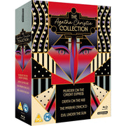 The Agatha Christie Collection Blu-Ray box set featuring Murder on the Orient Express, Death on the Nile, The Mirror Crack'd, and Evil Under the Sun, Region B