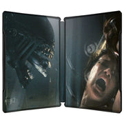 Alien Romulus 4K Ultra HD Blu-ray Limited Edition Steelbook inner artwork with Matt Ferguson art showing alien creature and frightened person