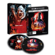 Terrifier Box Set 4K Ultra HD and Blu-ray with Art the Clown cover art, including discs and slipcases.