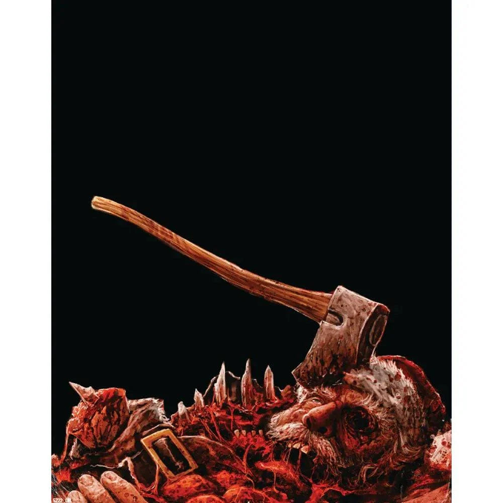 Terrifier Box Set 4K and Blu-ray horror collection with blood-soaked artwork featuring a bloody axe and gruesome head.