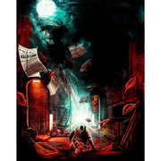 Terrifier Box Set 4K Blu-ray cover art with dark alley, full moon, and menacing clown figure