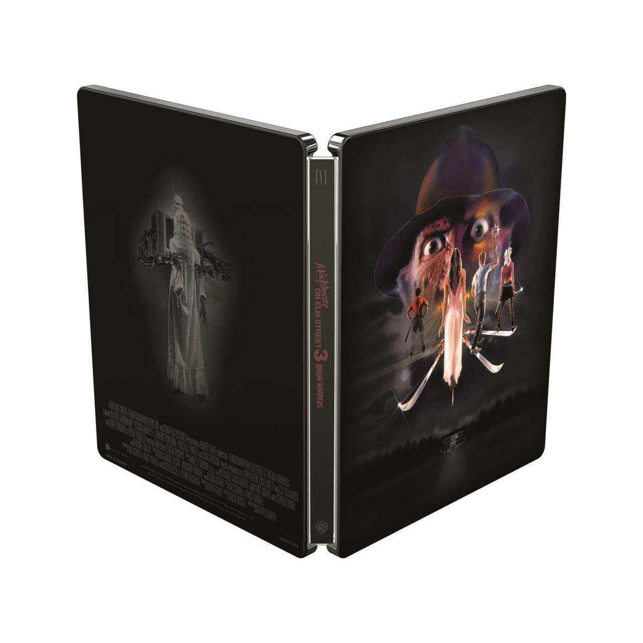 A Nightmare On Elm Street 1-7 Limited Edition Steelbook 4K Ultra HD Blu-Ray set with Freddy Krueger artwork and steel outer case