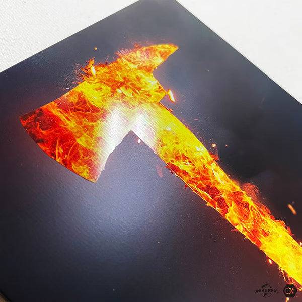 Backdraft 30th Anniversary limited edition 4K UHD and Blu-Ray steelbook with fiery axe design full slip cover