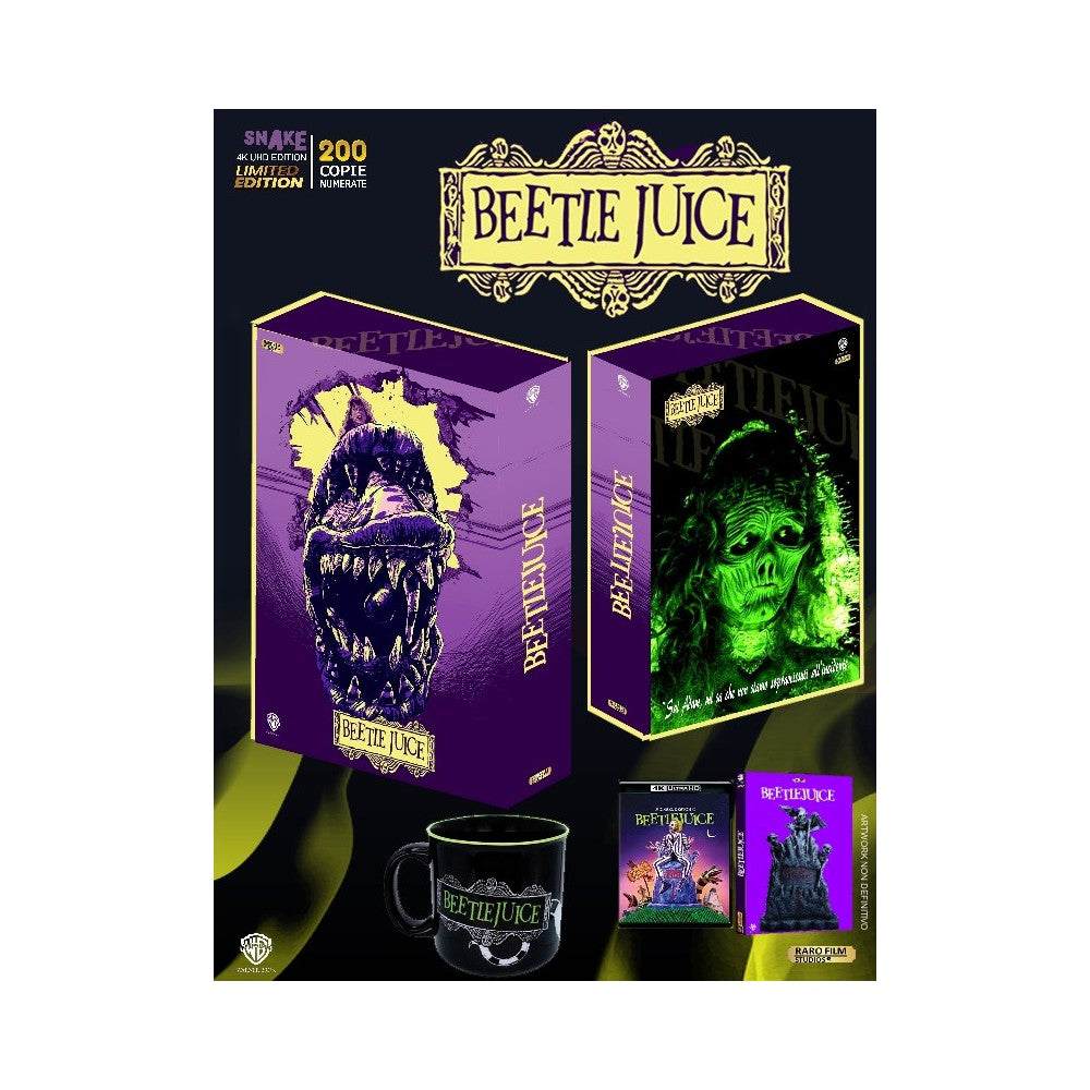 Beetlejuice 4K UHD limited edition box set with exclusive artwork, mug, and collectibles