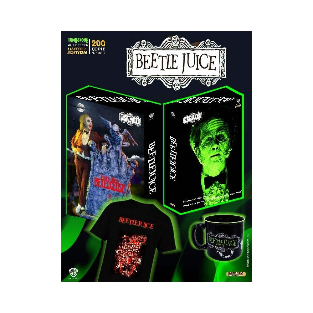 Beetlejuice 4K UHD limited edition set with lenticular covers, T-shirt, and mug