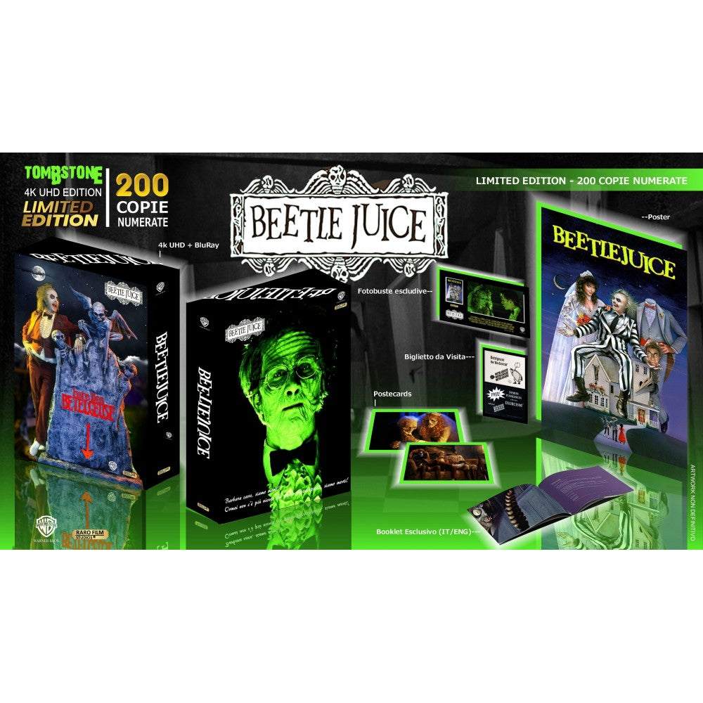 Beetlejuice 4K UHD limited edition box set with exclusive artwork, poster, booklet, and collectibles