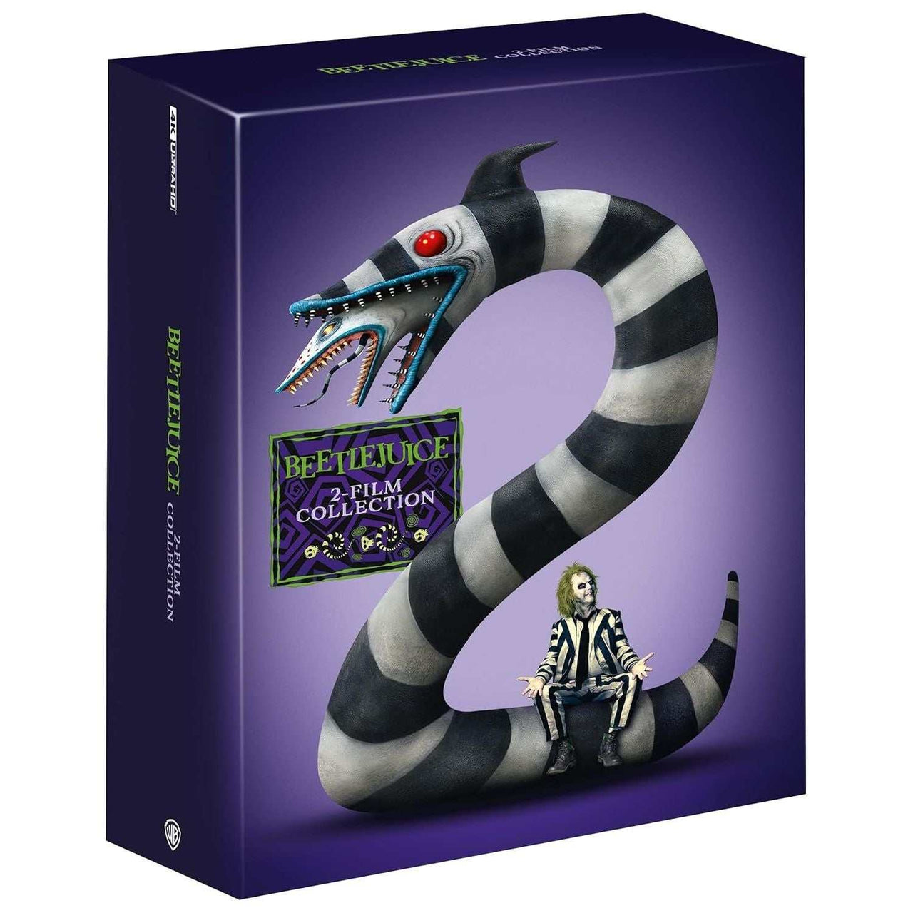 Beetlejuice 2-film limited collectors edition steelbook set with light-up sign, 4K Ultra HD and Blu-Ray, region free.