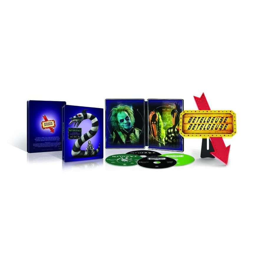 Beetlejuice limited collectors edition steelbook 4K UHD and Blu-Ray with light-up Betelgeuse sign pre-order kit