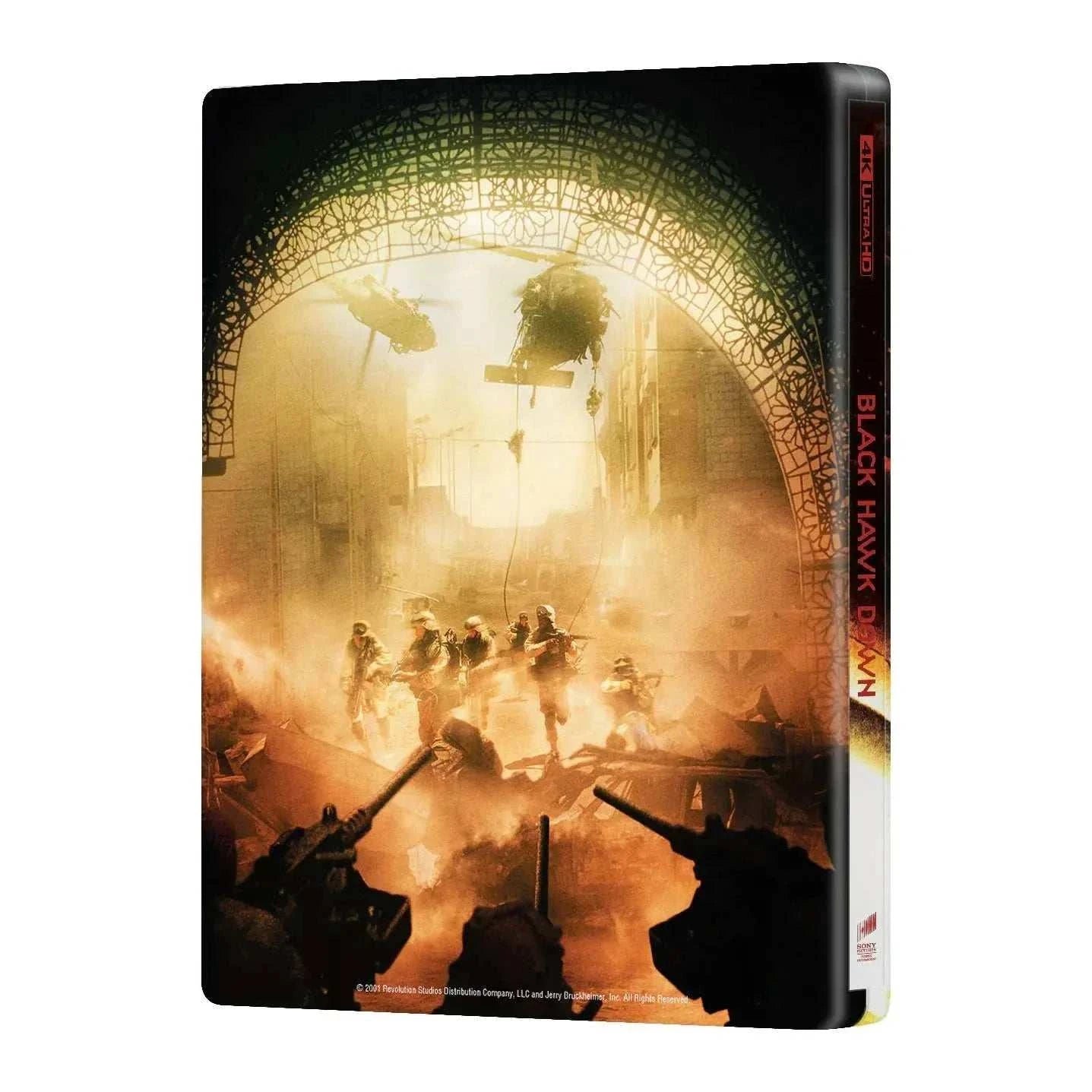 Black Hawk Down Steelbook 4K UHD and Blu-Ray with double lenticular full slip cover featuring war scene and helicopters
