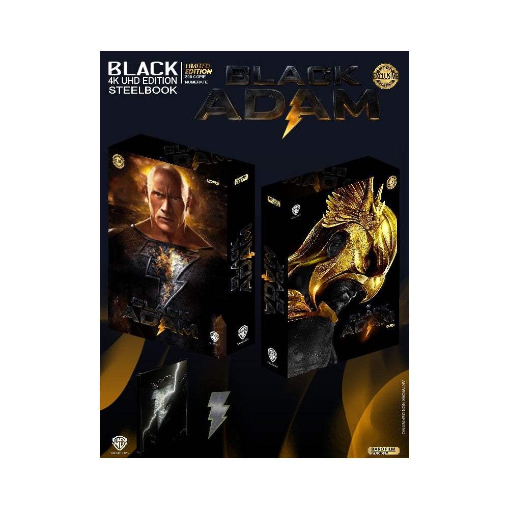 Black Adam BLACK Edition 4K UHD Steelbook limited edition packaging with character and golden mask artwork
