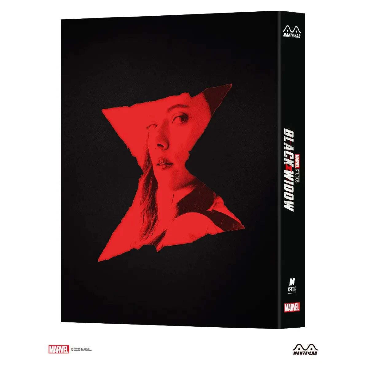 Black Widow Steelbook single lenticular full slip collectible case with red and black design and debossed title