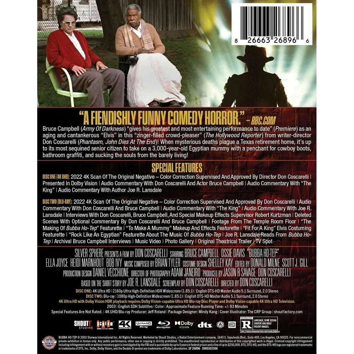 Bubba Ho-Tep Limited Edition Steelbook 4K UHD and Blu-Ray pre-order cover art