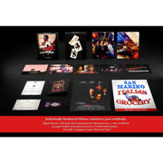 Casino Ultimate Collectors Edition Steelbook 4K Ultra HD Blu-Ray with rigid slipcase, 40-page booklet, artcards, double-sided poster, and Tangiers Casino welcome pack.