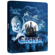 Casper 30th Anniversary limited edition 4K UHD Blu-Ray steelbook with ghostly trio and haunted manor cover art