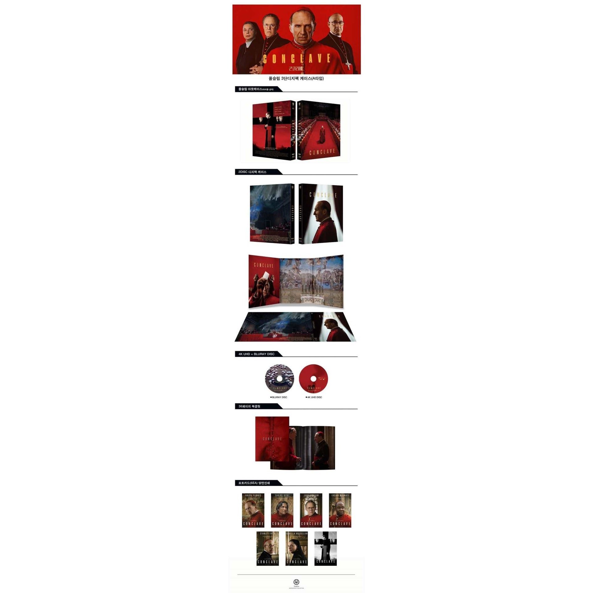 Conclave Digipack limited edition 4K UHD Blu-Ray with slipcases, booklet, art cards, and special features in English and Korean subtitles